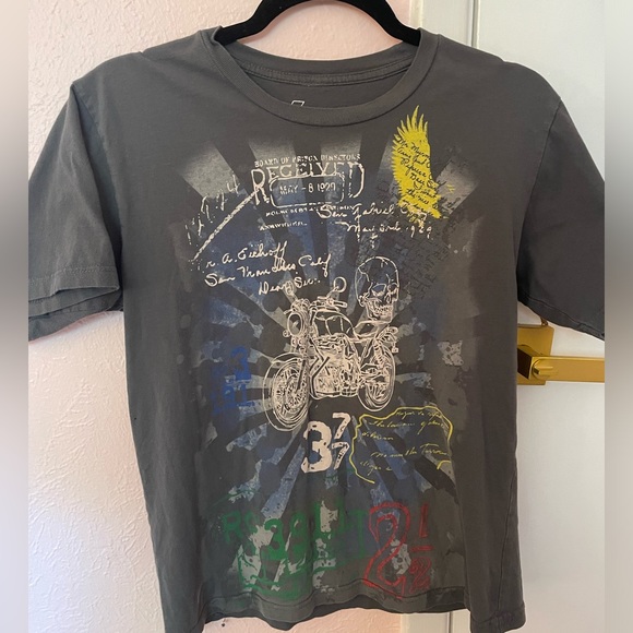 Cyber Y2K skull motorcycle Shirt - Picture 1 of 4